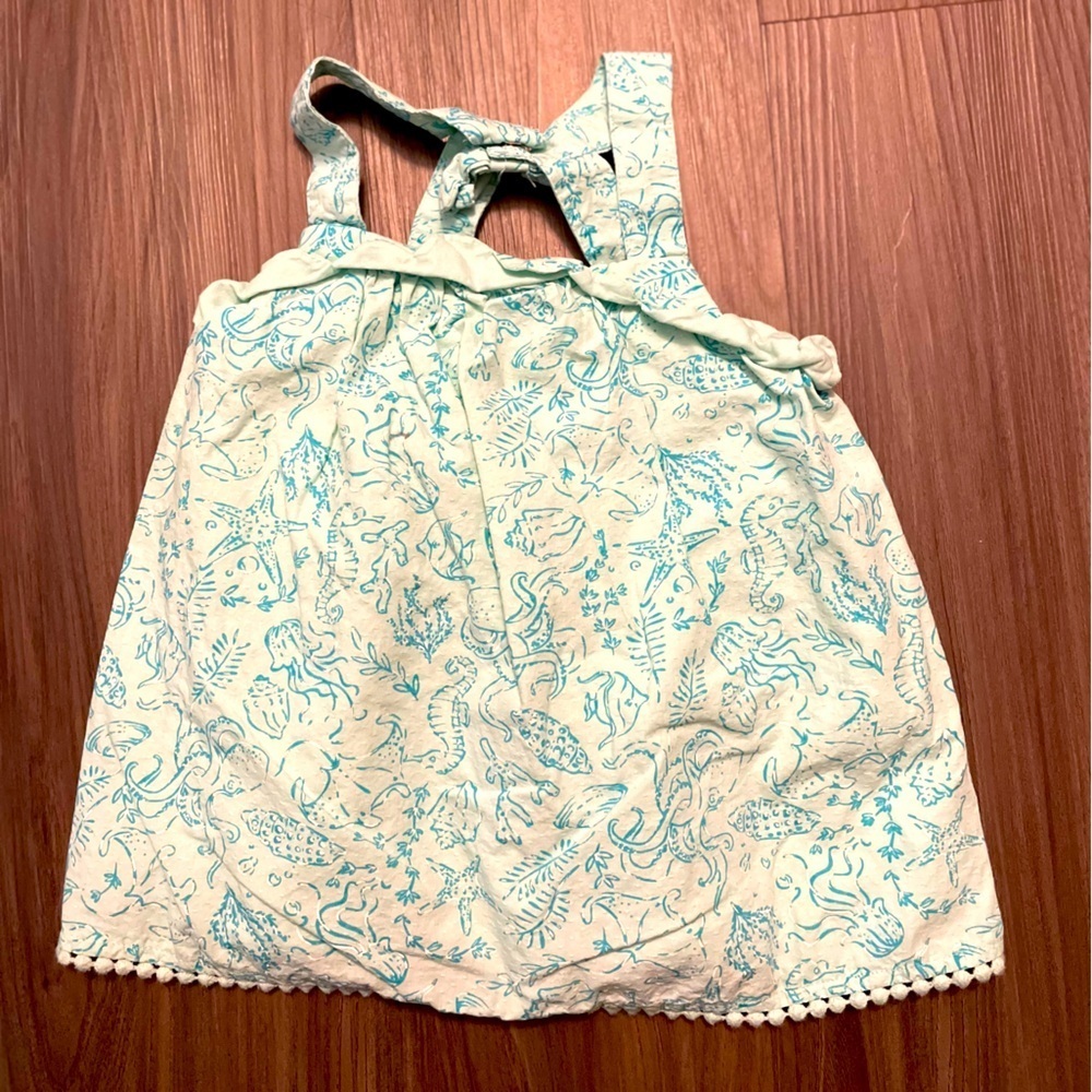 Tommy Bahama Kids Tank Top - Light Blue and Cream ocean print size 4T